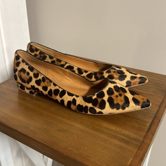 J. Crew Leopard Print Calf Hair Pointed Flats Size 7 - Picture 1 of 8